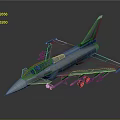Streamlined Military Fighter Jet With Blue Canopy Gray Fuselage And Weapon Mounts