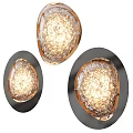 Modern Textured Glass Wall Lamps With Brass Frame And Warm Glow