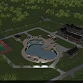 Ancient Architecture Estate With Swimming Pool Tennis Court and Lush Greenery