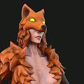 Mythical Half Human Half Fox Character With Orange Fur Fox Ears And Bushy Tail