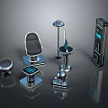 Sleek Modern Futuristic Interior Design With Metallic Chair Stool Lamp And Console