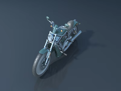 Vintage Green Motorcycle With Leather Seat Chrome Handlebar And Spoked Wheels 3d model