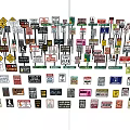 Various Traffic Signs Collection With Different Colors Shapes And Road Safety Symbols