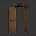 Open Natural Wood Door with Door Frame Home Interior Design