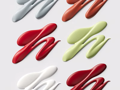 Vibrant Colorful Paint Samples in Flowing Liquid Forms for Home Decor Design 3d model
