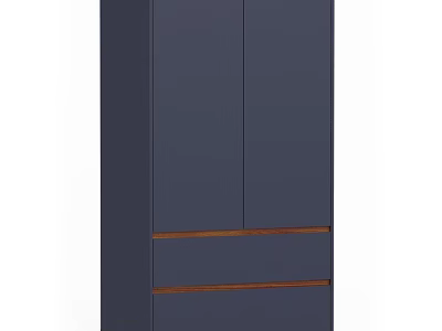 Modern Navy Blue Chest of Drawers With Wooden Accents And Sleek Design 3d model