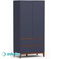 Modern Navy Blue Chest of Drawers With Wooden Accents And Sleek Design
