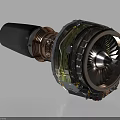 Aircraft Engine Cutaway View Showing Internal Mechanical Components And Turbine Blades