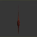 Red Dinosaur With Long Neck Tail And Black Stripes Standing On Grey Background With Reflection