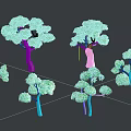 Different Types Of Green Leafy Trees With Various Heights And Shapes