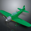 Green Airplane Model Classic Design With Single Propeller Engine And Yellow Accents 3d model