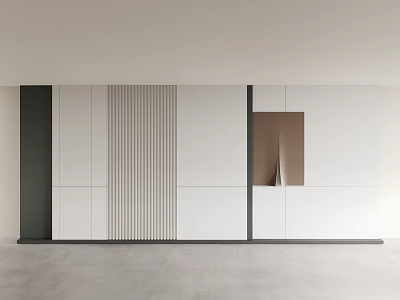 Modern Sofa Backdrop Wall Design With White Panels Black Accents And Brown Insert 3d model