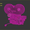 Vintage Film Projector With Large Black Reels And Metal Components On Dark Background