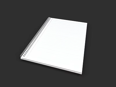 White Spiral Bound Notebook With Lined Pages On Black Background 3d model