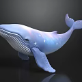 Blue Whale Toy With Shiny Surface And Star Patterns On Dark Background