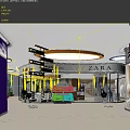 Bright Modern Shopping Mall Atrium With ZARA Storefront And Shopping People