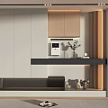Modern Entryway Shoe Cabinet Design With White Beige Storage And Decorative Vase