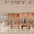 Modern Clothing Store Interior With Mannequins Hanging Clothes And Lighting Fixtures