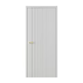 Modern Gray Hinged Door With Vertical Stripes And Gold Handle Design