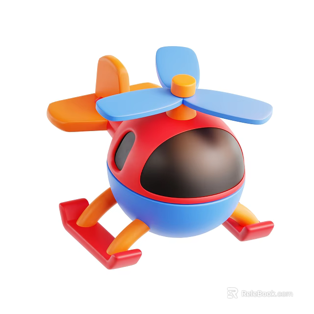 Colorful Electric Toy Helicopter With Blue Propeller And Red Body For Kids 3d model 