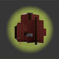 Cute 3D Model House with Red Roof White Walls Multiple Windows on Green Grass Base