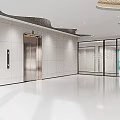 Modern Elevator Hallway Interior With Spacious Layout White Tile Walls And Bright Lighting 3d model