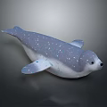 Cute Gray White Spotted Seal Plush Toy With Blue Flippers And Soft Stuffed Design