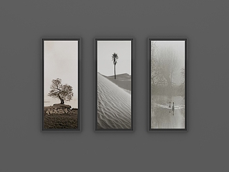 Modern New Chinese Hanging Painting Landscape Painting Chinese Oil Painting Plant Abstract Painting Black and White Landscape Painting Living Room Background Hanging Painting Restaurant Background Hanging Painting 3d model