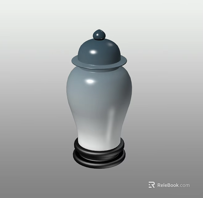Elegant Ceramic Jar With Gradient Color Lid Knob And Black Base Decorative Design 3d model 