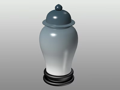 Elegant Ceramic Jar With Gradient Color Lid Knob And Black Base Decorative Design 3d model