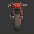 Red Custom Motorcycle With Vintage Engine Design Stylish Wheels And Seat