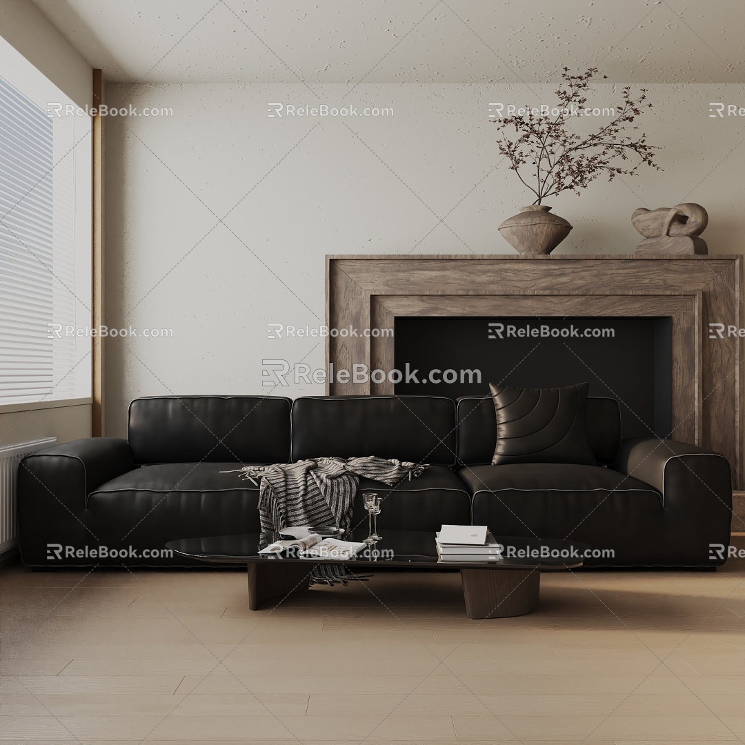 Modern three-seat sofa 3d model