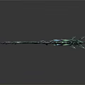 Fantasy Spiked Weapons With Curved Design And Green Blue Decorative Details