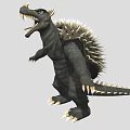 Black Reptile with Spiked Back Sharp Teeth and Clawed Feet 3D Render 3d model