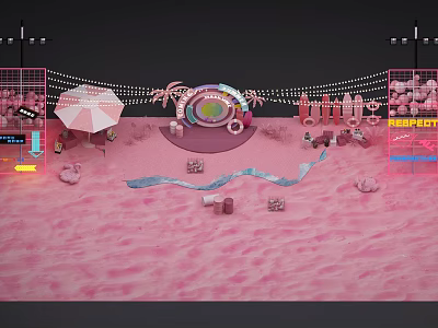 Modern Meichen Pink Beach 3d model