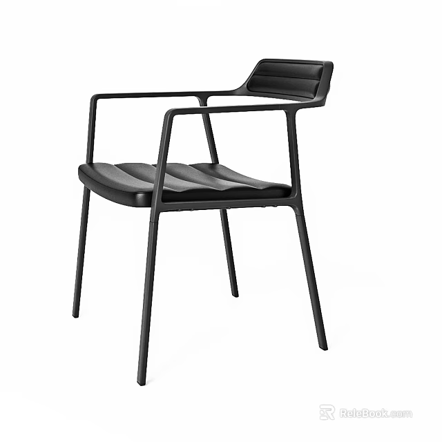 Black Modern Single Chair With Armrest Stylish Design And Comfortable Seat 3d model 