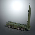 Green Military Missile Launch Vehicle With Vertical Missile And Eight Wheels