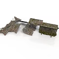 Damaged Traditional Building Roof Structure With Wooden Framing And Moss Covered Sections