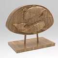 Intricate Wooden Carving Of Two Fish In Oval Shape Stand