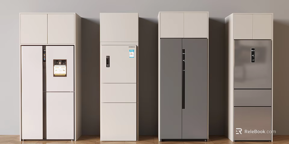 Modern Refrigerators and Freezers With Different Colors Styles And Designs For Home Kitchen 3d model 