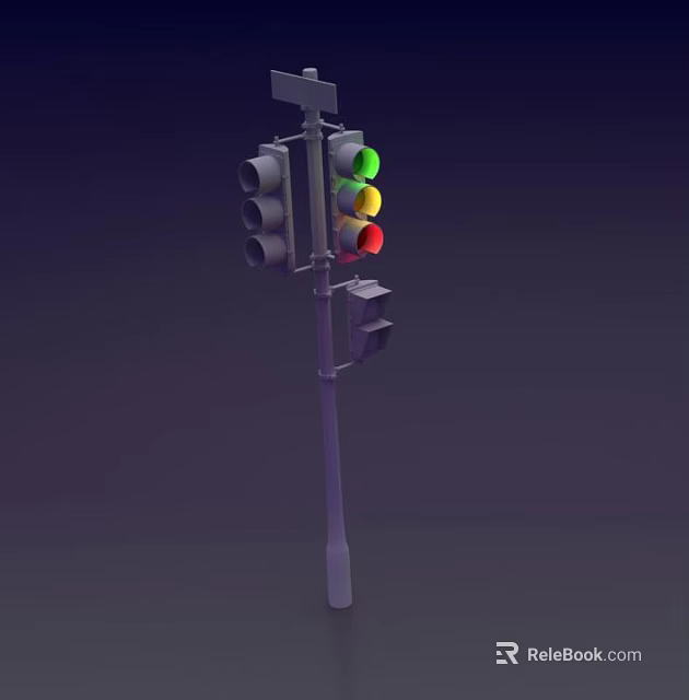 Outdoor Traffic Light Pole With Green Yellow Red Signal Lamps For Road Safety 3d model 
