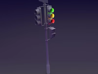 Outdoor Traffic Light Pole With Green Yellow Red Signal Lamps For Road Safety 3d model