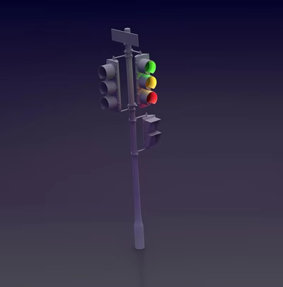 Outdoor Traffic Light Pole With Green Yellow Red Signal Lamps For Road Safety 3d model