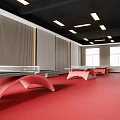 Indoor Table Tennis Hall With Red Carpet And Tables 3d model