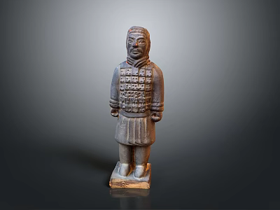 Ancient Chinese Terracotta Warrior Sculpture With Detailed Armor And Standing Pose 3d model