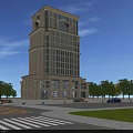 Light Colored Modern Office Building Exterior Design With Arched Windows Trees And Lawn