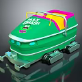 Hulk Smash Themed Green Toy Vehicle With Pink Yellow Accents And Tracked Wheels