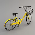 Yellow Urban Commuter Bicycle with Front Basket Black Handlebars and Silver Wheels