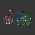 Vintage Bicycle Featuring Front Light Rear Rack And Spoked Wheels On Gray With Shiny Reflection