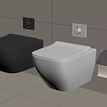 Modern Wall Mounted Toilets In Black And White With Toilet Paper Holder And Control Panels